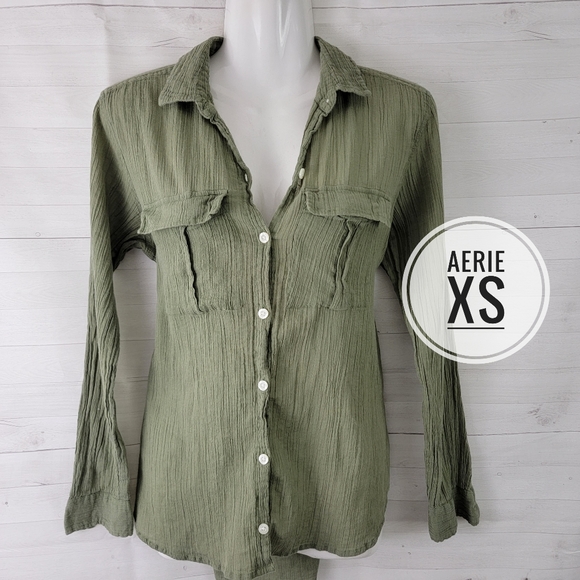aerie Tops - XS Aerie Green Button Down Longsleeve Top